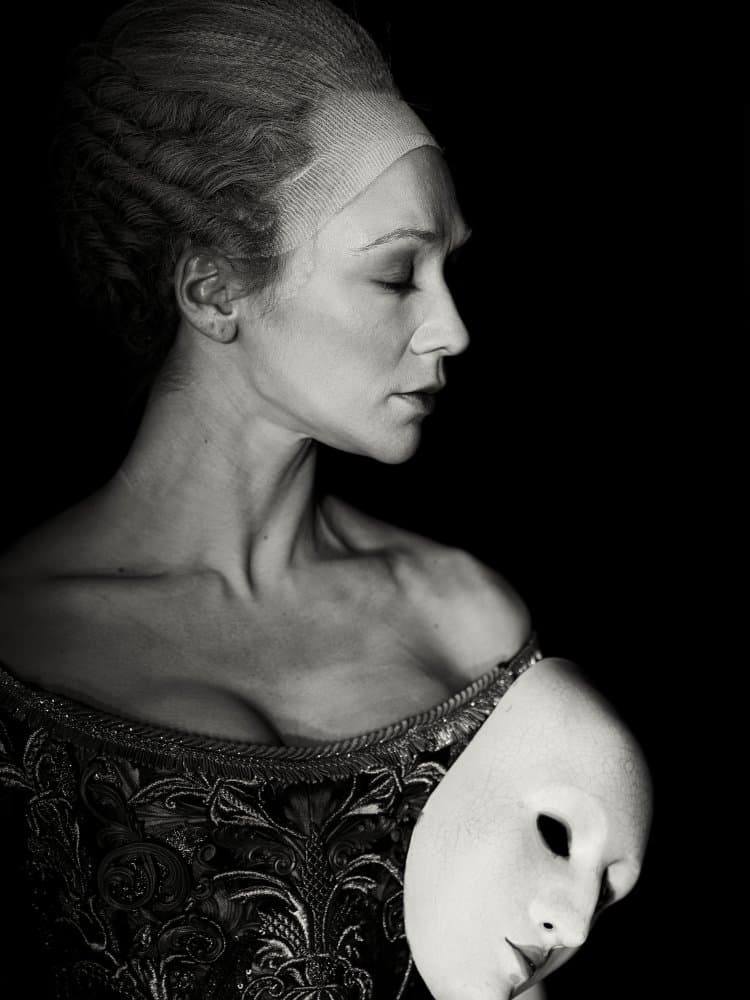 Mysterious Woman and Mask by Oles Paritskiy — canvas wall art