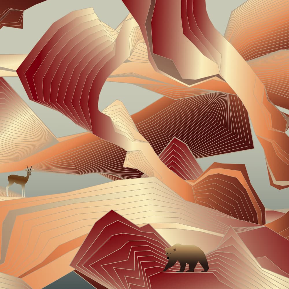 Abstract Mountain Wildlife by Angelo Cerantola — canvas wall art
