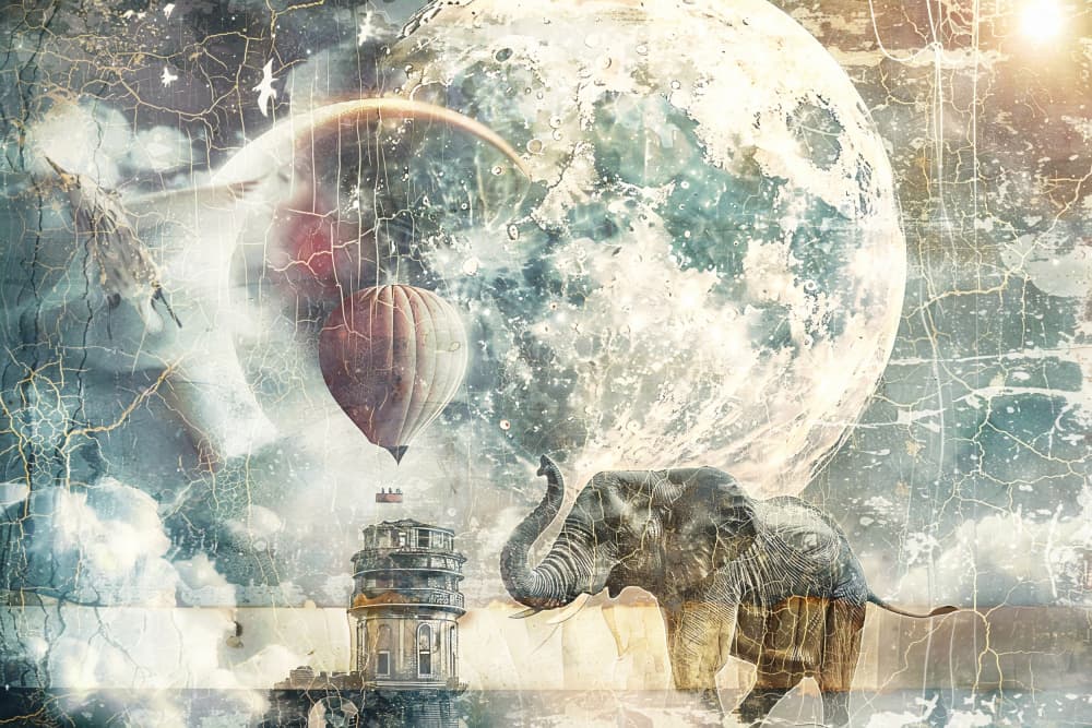 Cosmic Elephant Journey by Rafal Kulik — canvas wall art