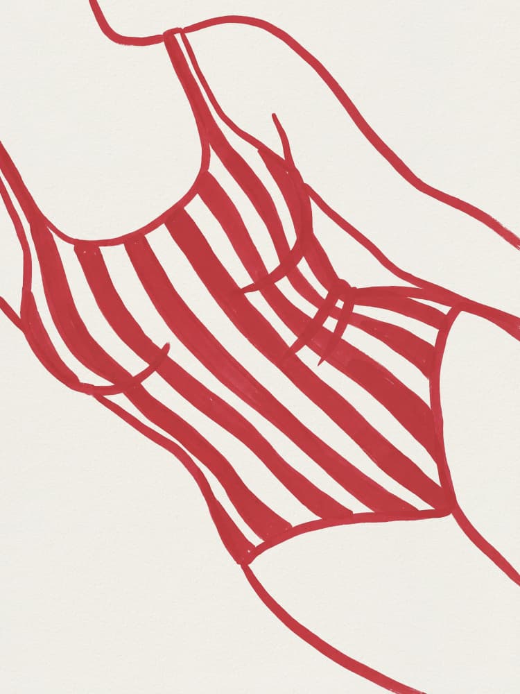 Red Striped Swimwear by Andreas Magnusson — canvas wall art