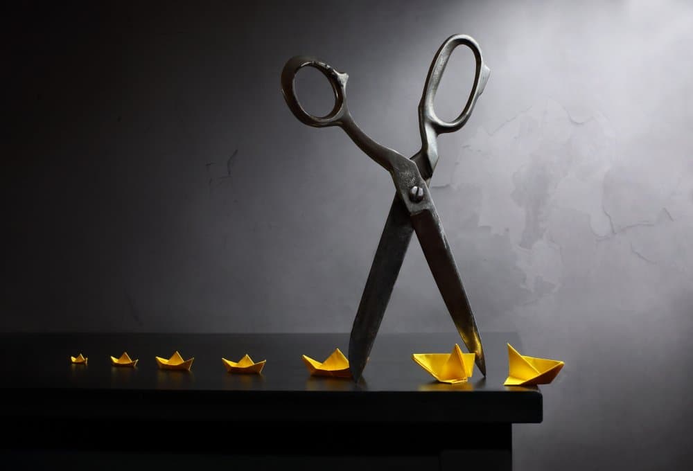Vintage Scissors Paper Boats by Victoria  Glinka — canvas wall art