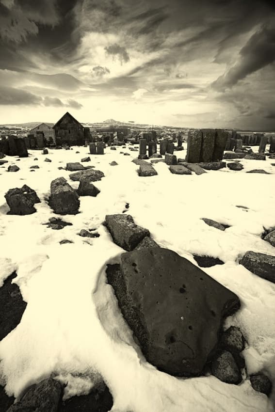 Bleak Winter Graveyard by Suren Manvelyan — canvas wall art