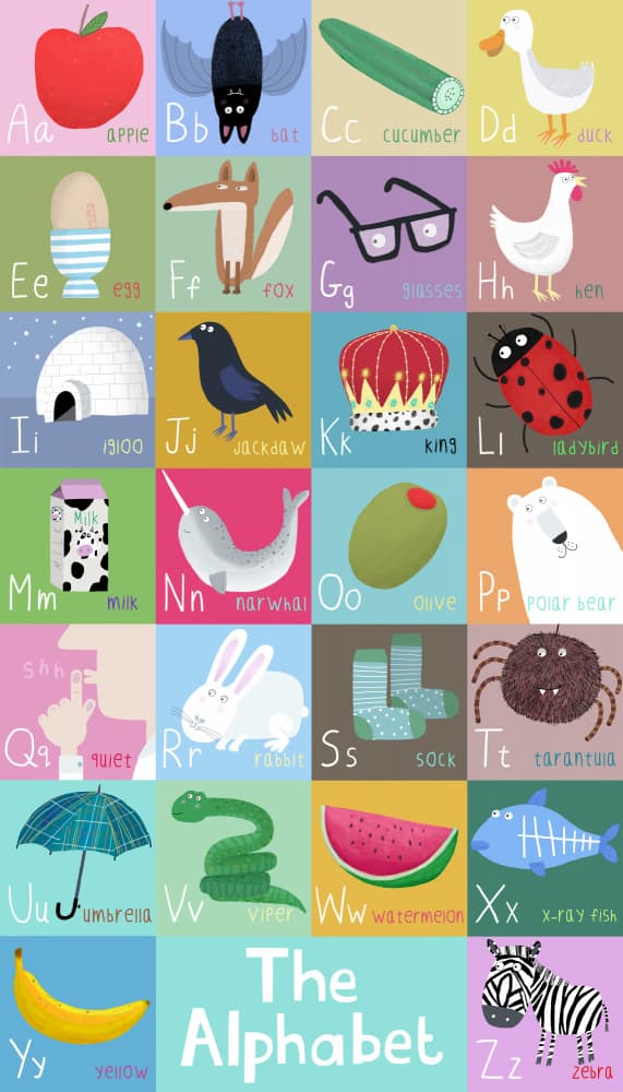 Colorful Kids Alphabet by Carla Daly — canvas wall art