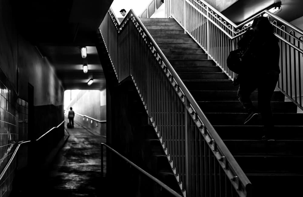 Subway Stairs Silhouettes by Tina Kim — canvas wall art