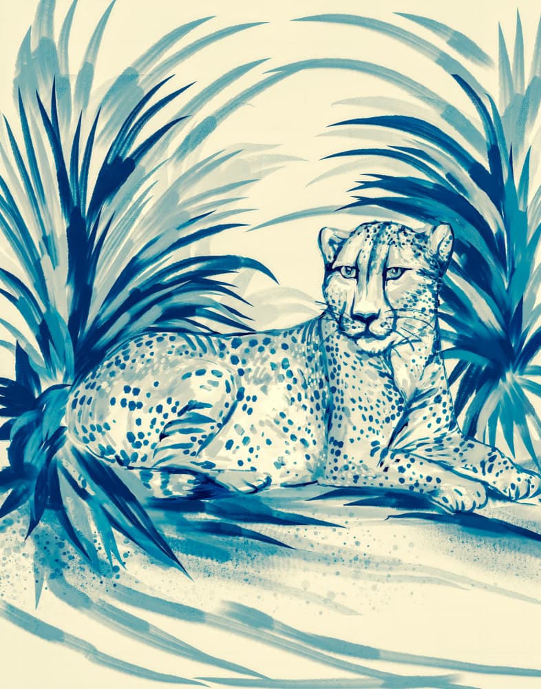 Blue Jungle Cheetah by Josie George — canvas wall art