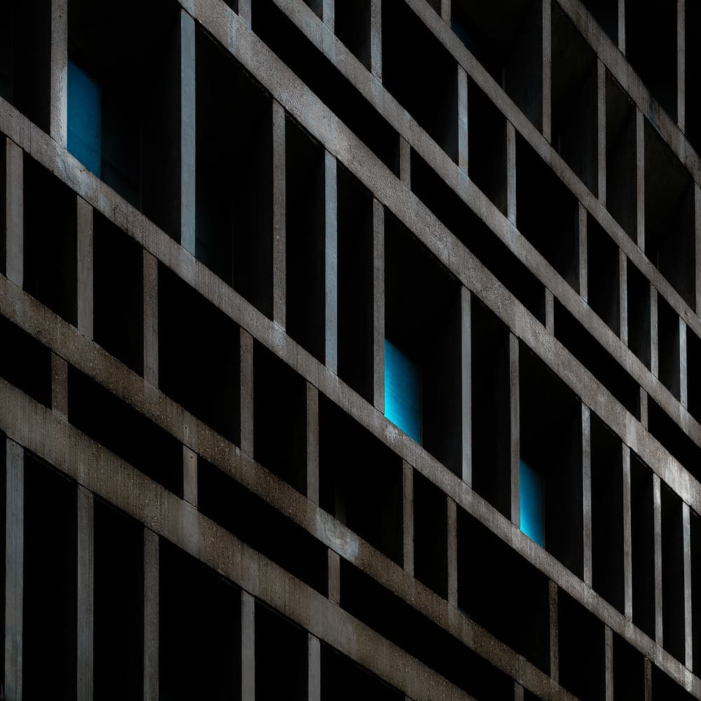 Concrete Grid Glow by Marc Huybrighs — canvas wall art