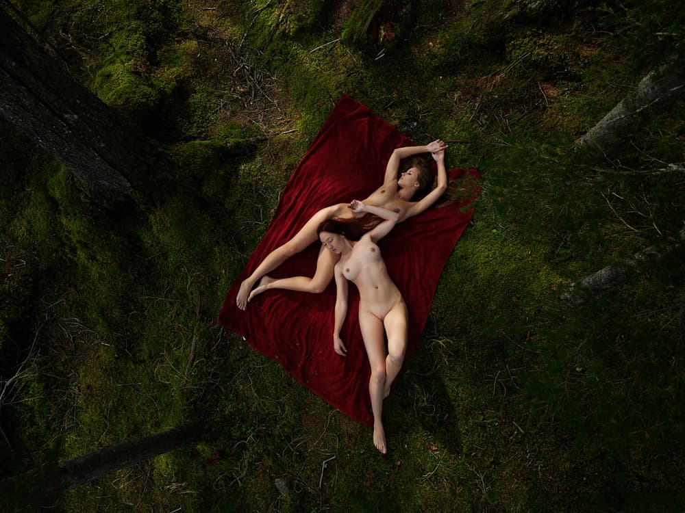 Two Women Forest Nudes by Gene Oryx — canvas wall art