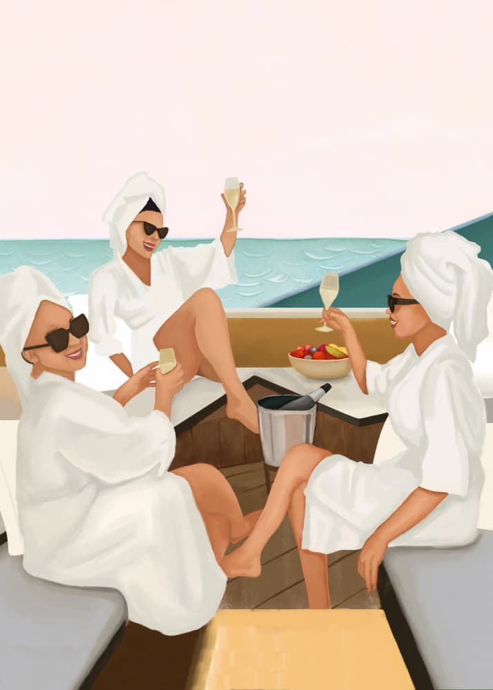 Champagne Yacht Relaxation by Flow Line — canvas wall art
