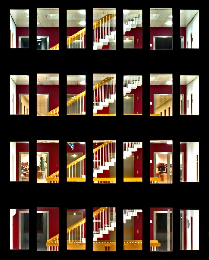 Repeating Red Staircase Pattern by Jan Lykke — canvas wall art
