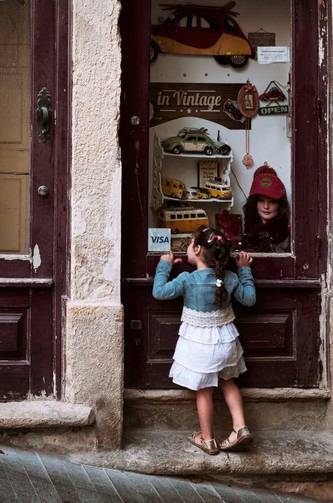 Curious Girl Vintage Shop by Vito Muolo — canvas wall art