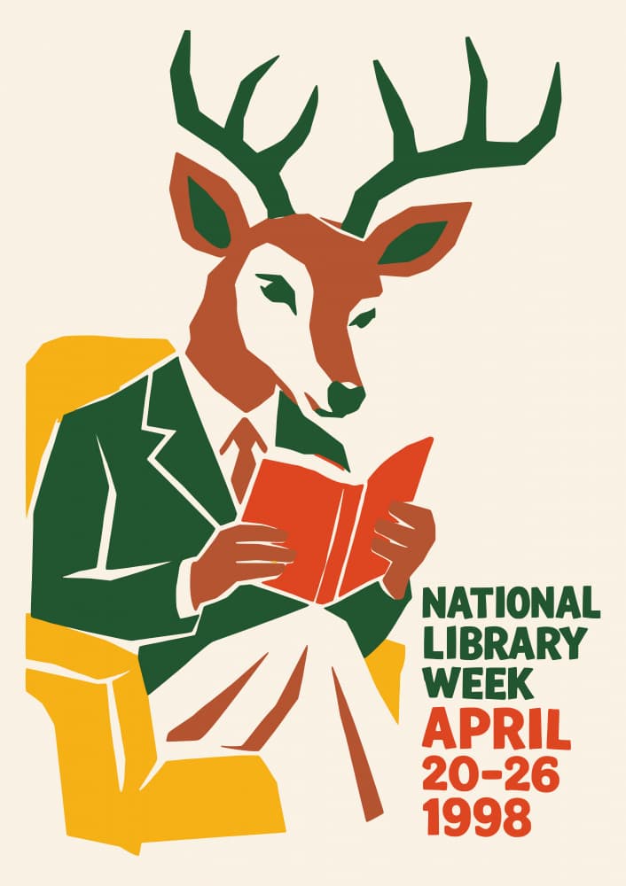 Gentleman Deer Reading by Patryk Krygowski — canvas wall art