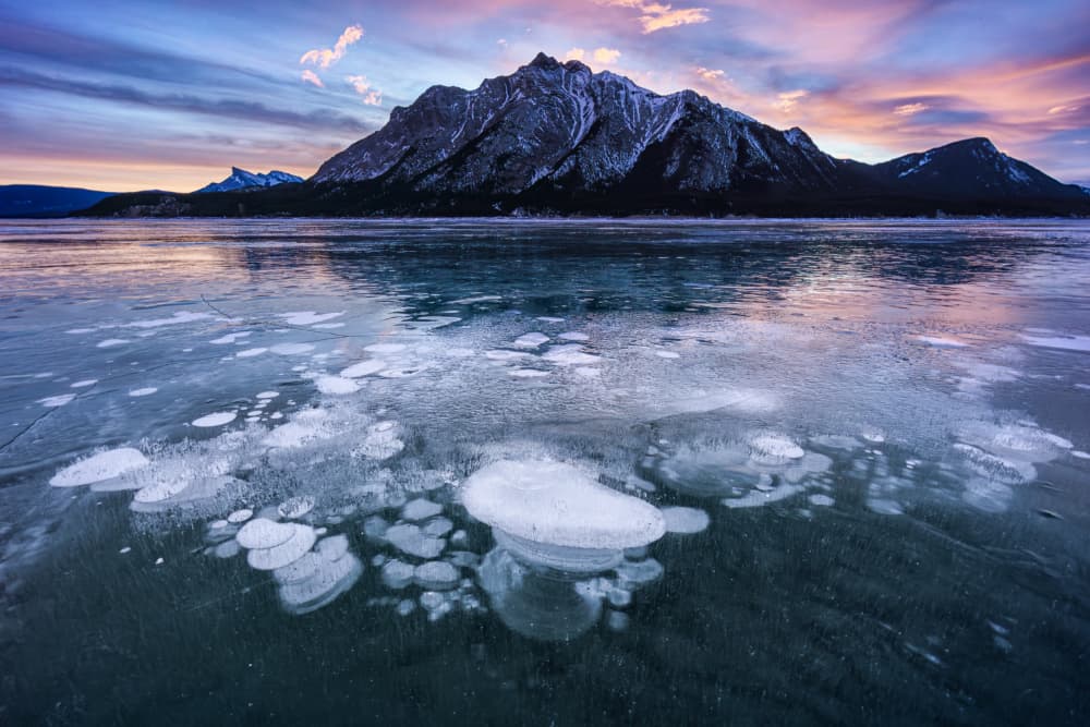 Sunset Ice Bubbles Lake by Tomomi Yamada — canvas wall art