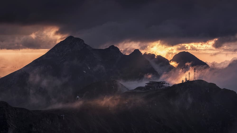 Misty Mountain Sunset by Dmitry Kupratsevich — canvas wall art