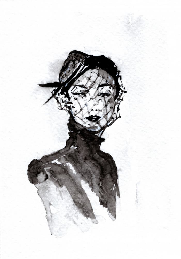 Elegant Veiled Portrait by Helena Engström — canvas wall art