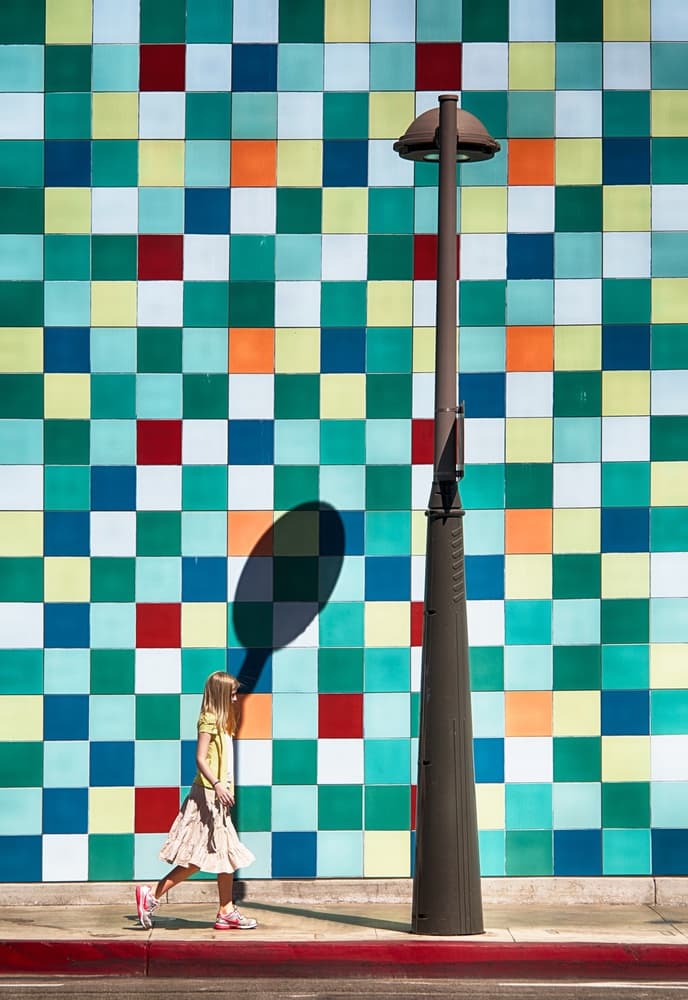 Playful Shadow on Colorful Wall by Roxana Labagnara — canvas wall art