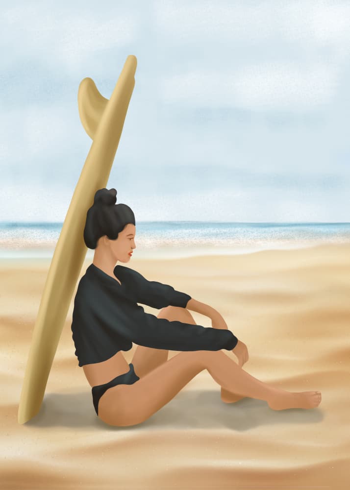 Beach Surf Woman by Flow Line — canvas wall art