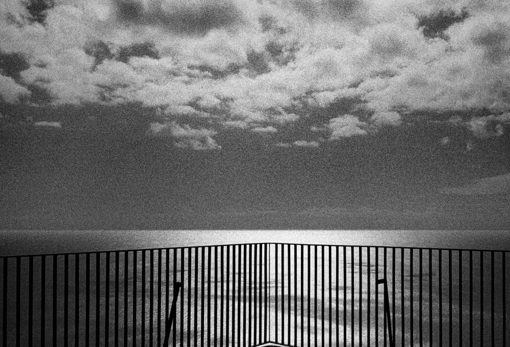 Cloudy Ocean View Railing by Paulo Abrantes — canvas wall art
