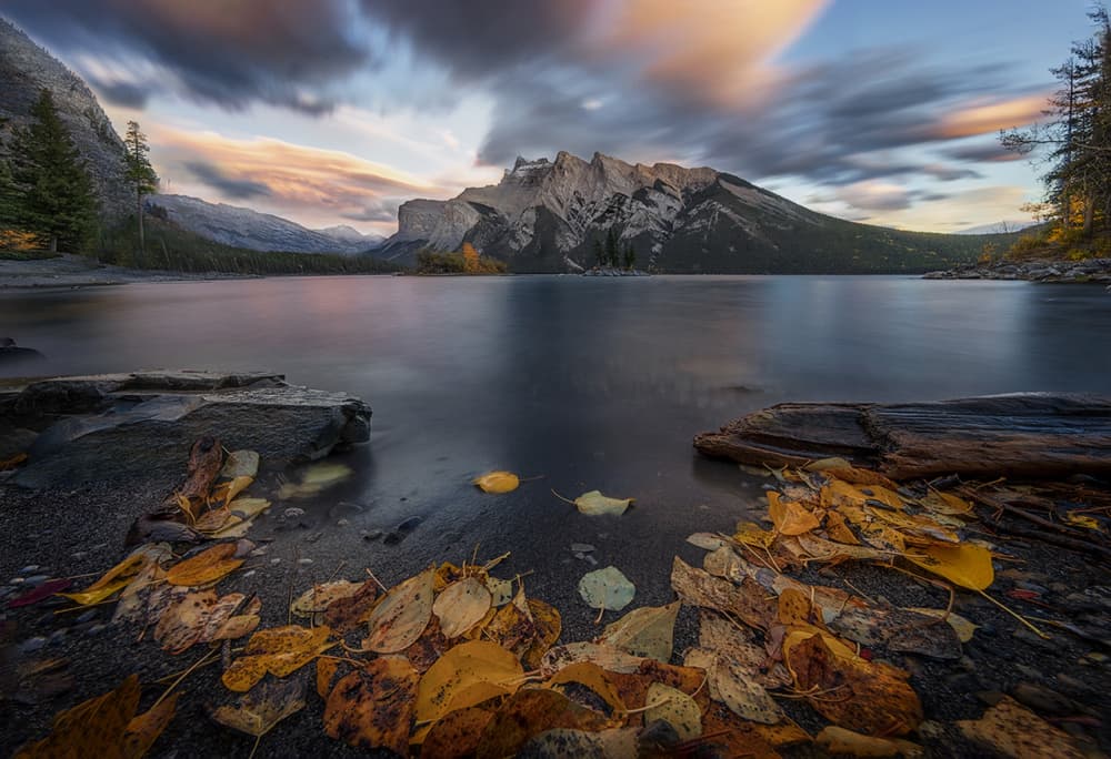 Mountain Lake Autumn Glow by Yun Thwaits — canvas wall art
