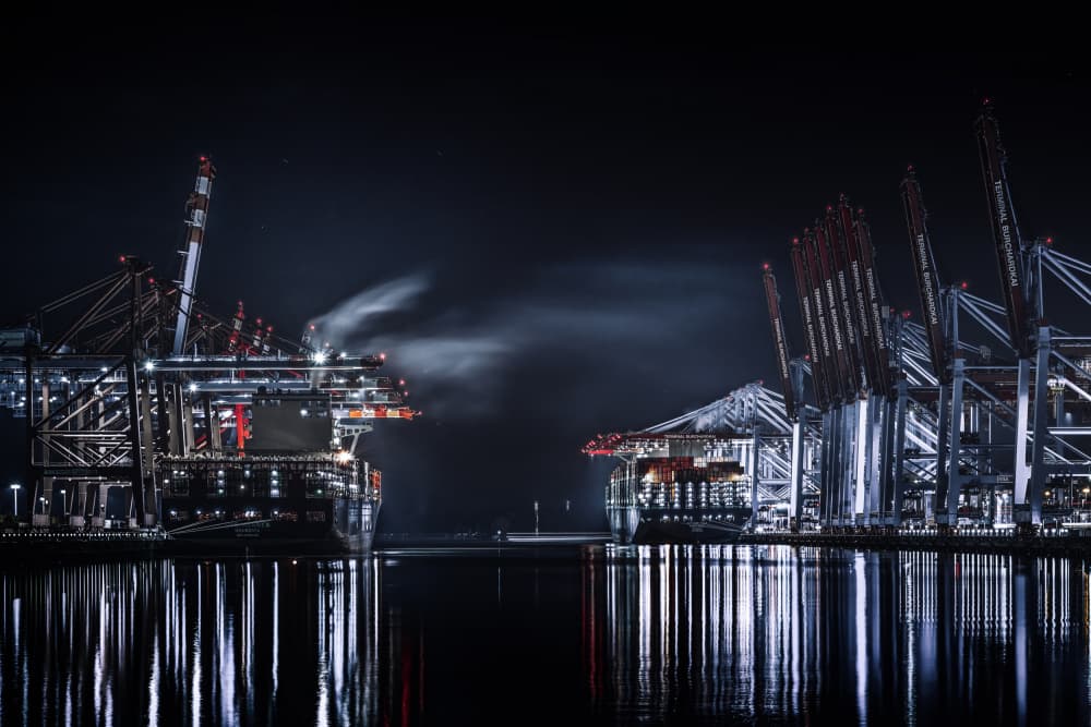 Industrial Port Night by Jürgen Muß — canvas wall art
