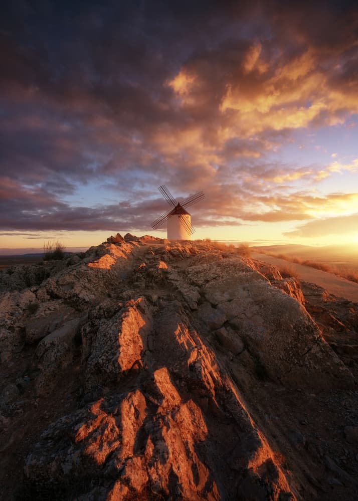 Golden Hour Windmill by Juan Pablo de Miguel — canvas wall art