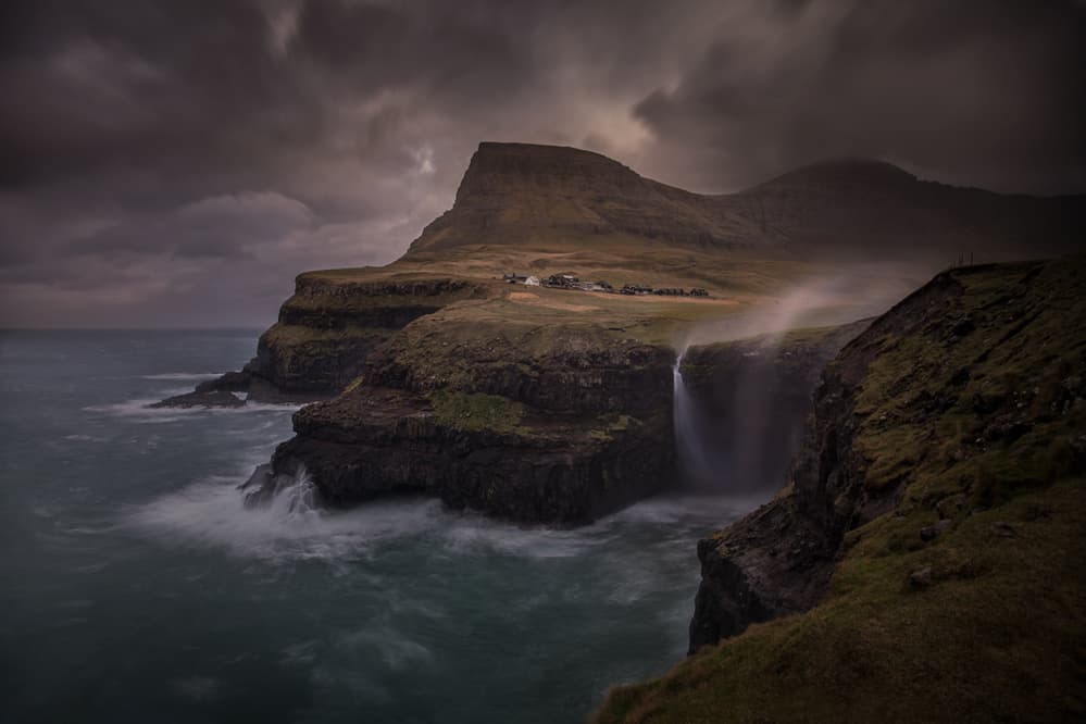 Dramatic Coastal Waterfall by Peter Svoboda MQEP — canvas wall art