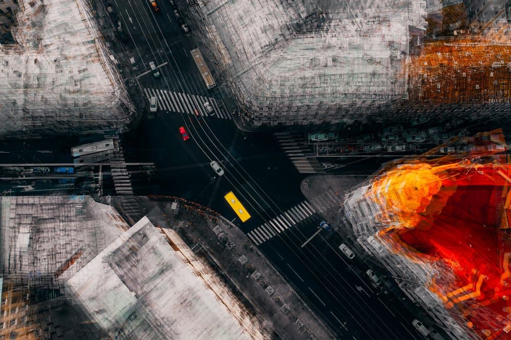 Moody City Crossroads by Carmine Chiriacò — canvas wall art