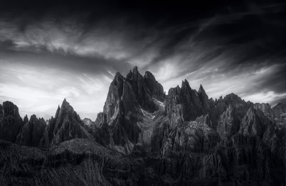 Dark Mountain Peaks by joanaduenas — canvas wall art