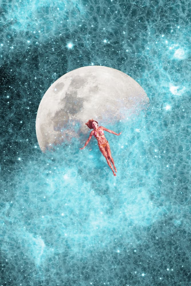 Moonlit Cosmic Drift by Emiliano Deificus — canvas wall art