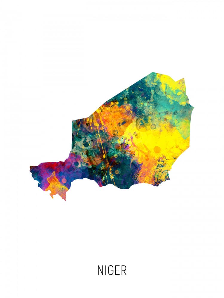 Colorful Niger Map by Michael Tompsett — canvas wall art