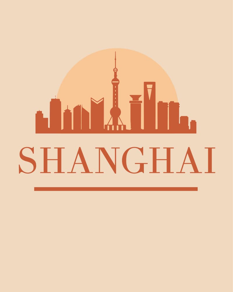 Shanghai Skyline Silhouette by Emiliano Deificus — canvas wall art