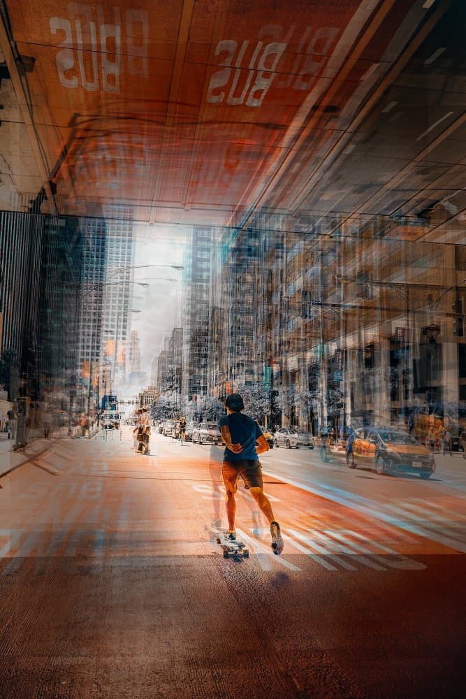 Dynamic City Skateboarder by Carmine Chiriacò — canvas wall art