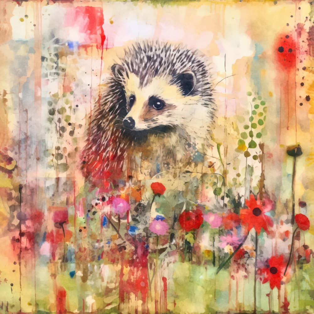 Whimsical Hedgehog Garden by Andrea Haase — canvas wall art