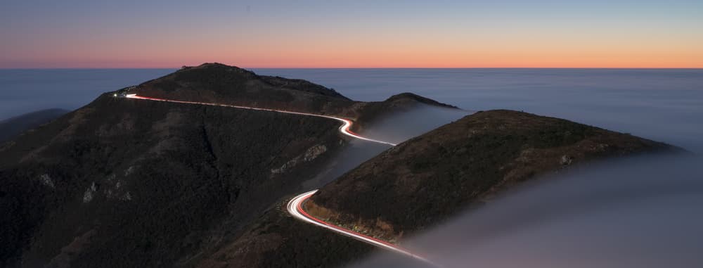 Winding Mountain Light Trails by Jinghua Li — canvas wall art