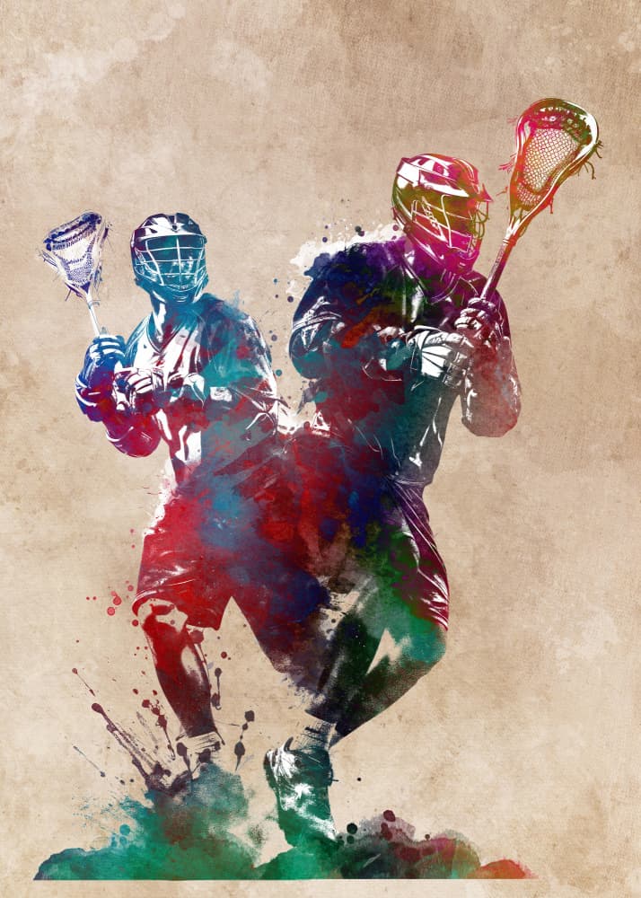 Vibrant Lacrosse Action by Justyna Jaszke — canvas wall art