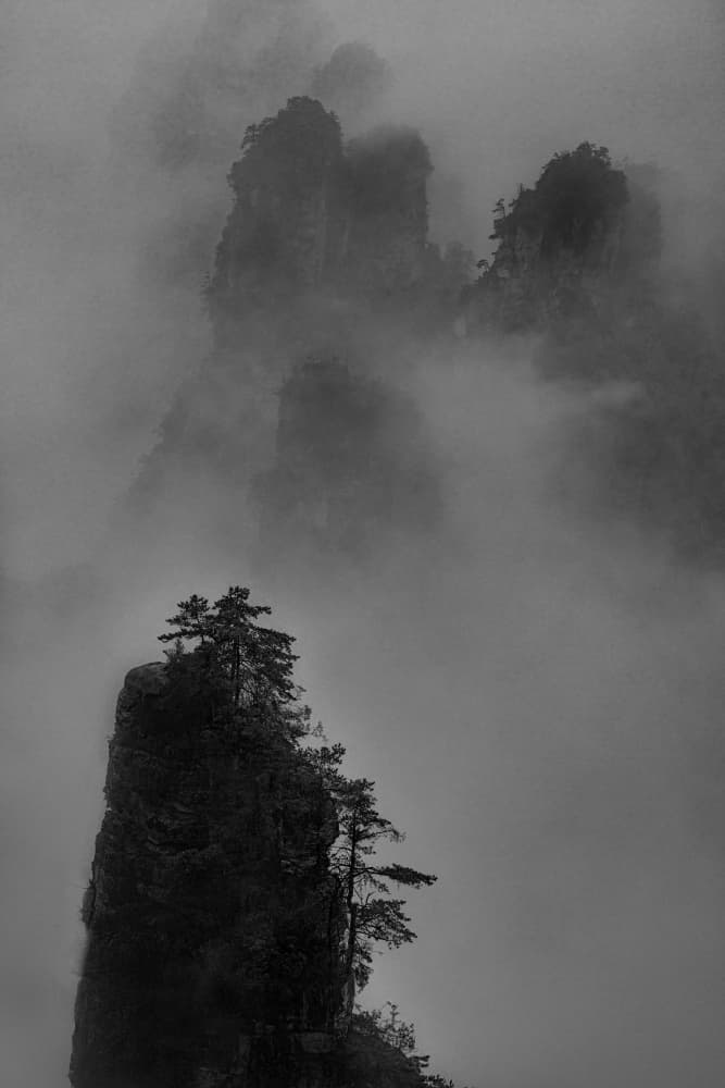 Misty Mountain Peaks by Dennis Zhang — canvas wall art