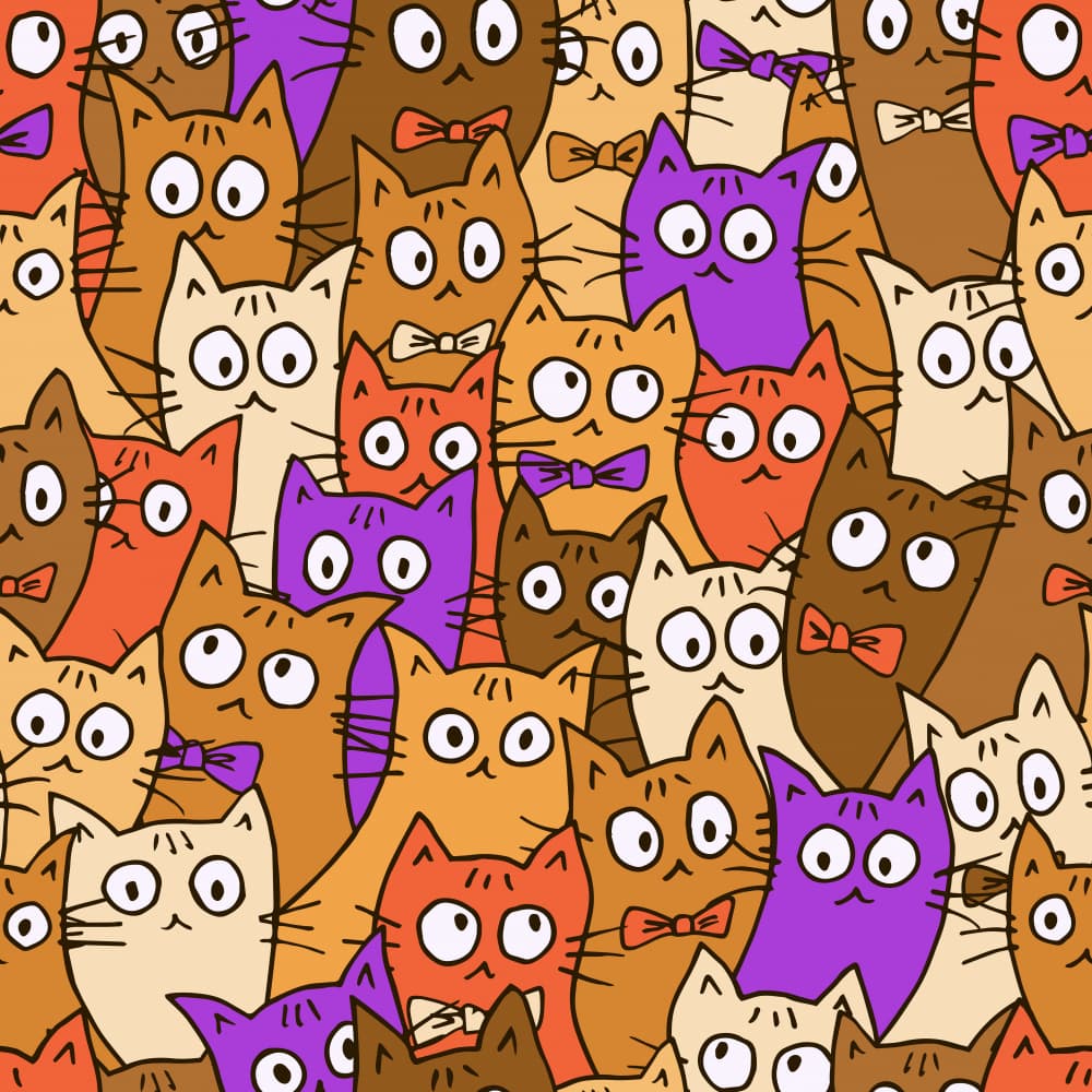 Playful Cartoon Cats by Olena Kovalova — canvas wall art