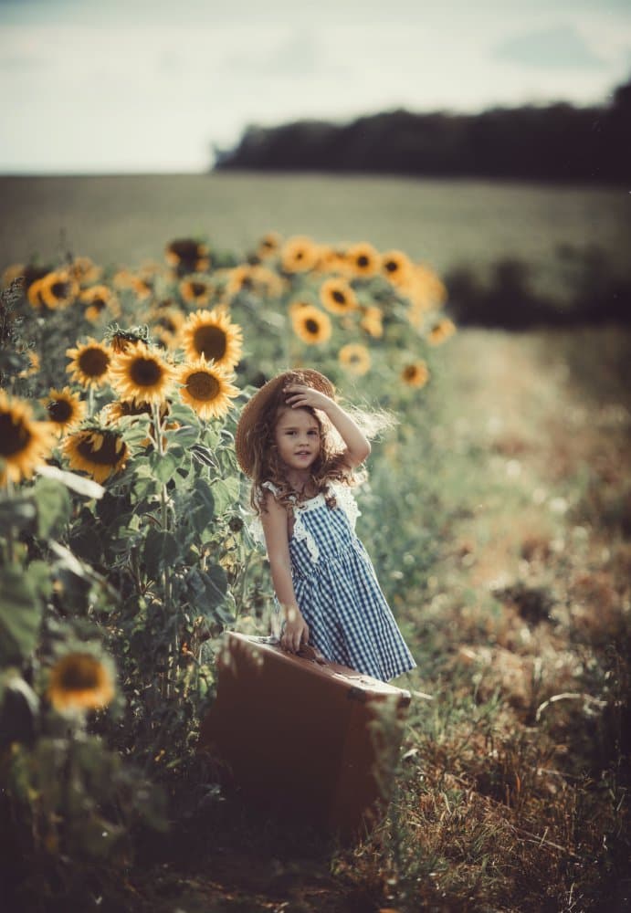 Little Girl Sunflower Journey by Koki Jovanovic — canvas wall art