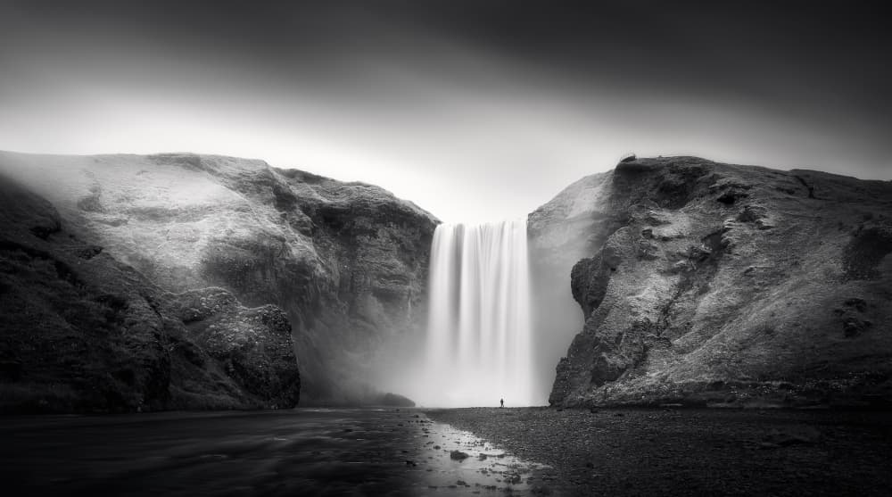 Misty Skogafoss Waterfall by Stefan Mitterwallner — canvas wall art