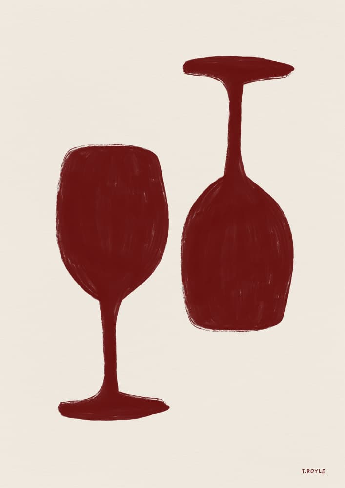 Burgundy Glassware Pair by Tara Royle — canvas wall art