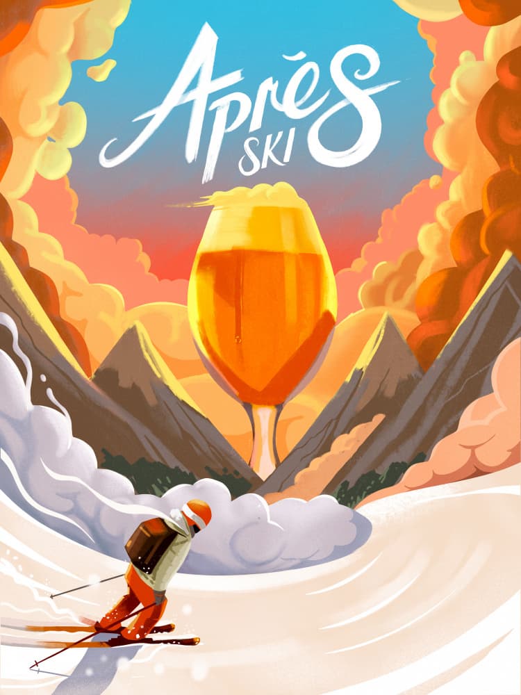 Après Ski Sunset Beer by Mark Harrison — canvas wall art