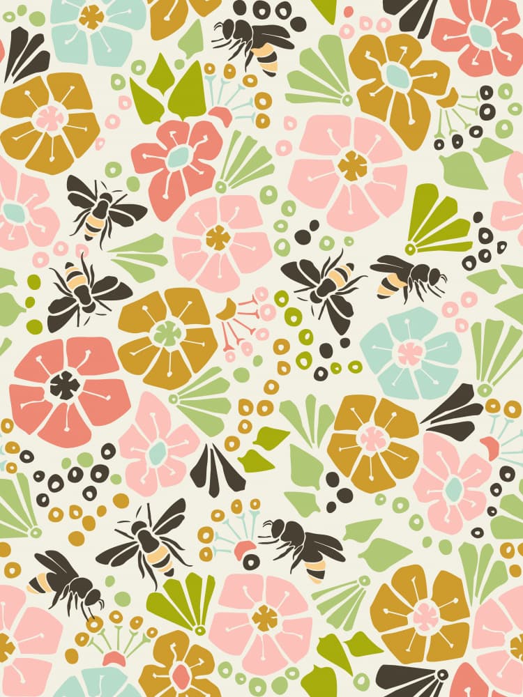 Whimsical Bee Garden by Annick — canvas wall art
