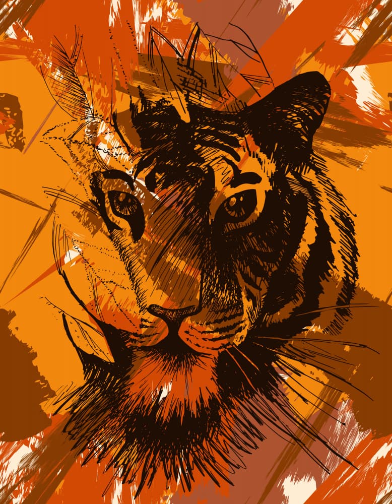 Fierce Tiger Gaze by Marika Barsrsind — canvas wall art