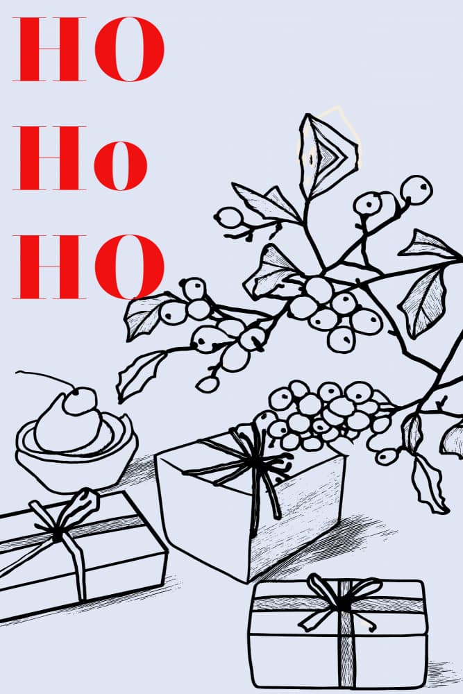 Christmas Ho Ho Ho Gifts by cartissi — canvas wall art