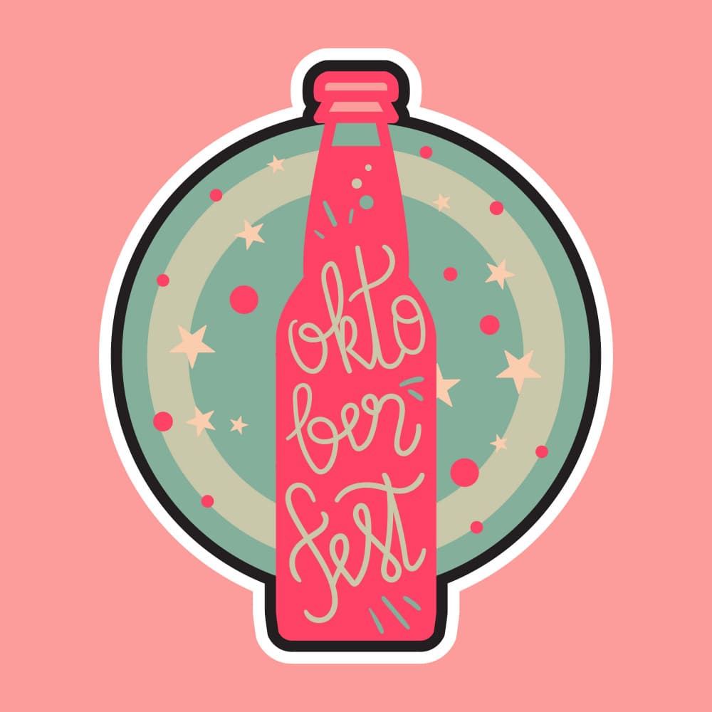 Retro Oktoberfest Beer Bottle by Marika Barsrsind — canvas wall art