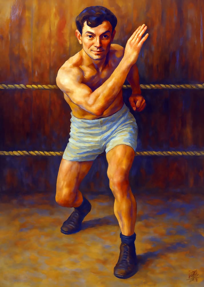 Vintage Boxer Stance by Osvaldo Russo — canvas wall art