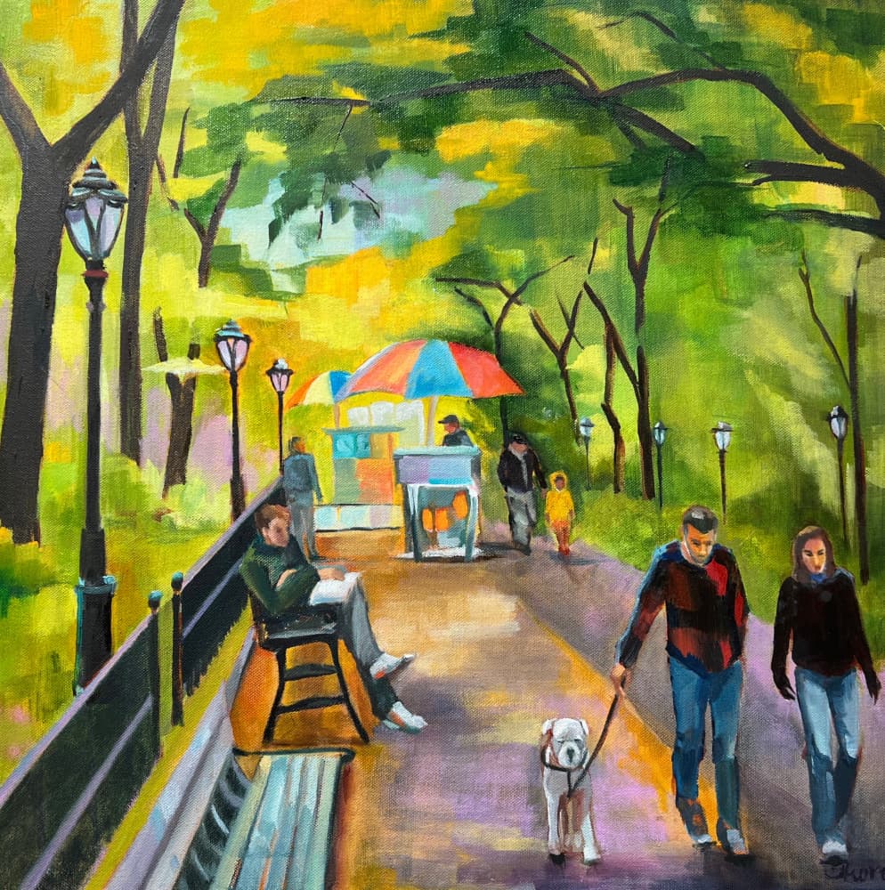City Park Stroll by Maxine Shore — canvas wall art