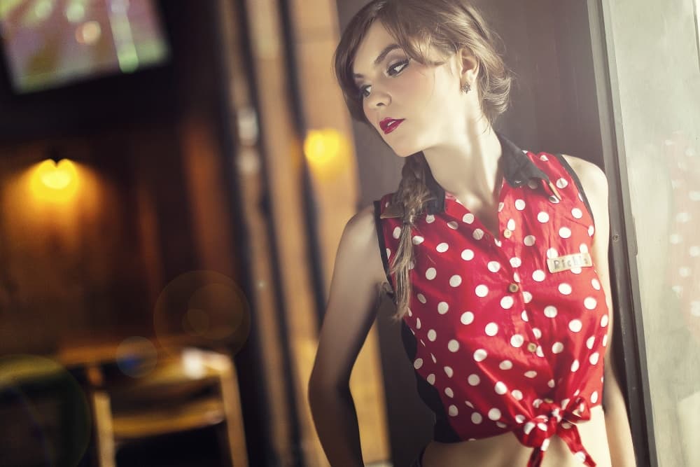 Retro Polka Dot Girl by ronaldnovianus — canvas wall art