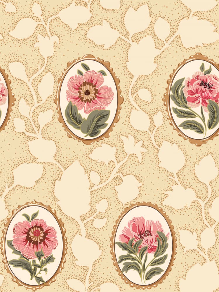 Vintage Floral Cameos by Annick — canvas wall art