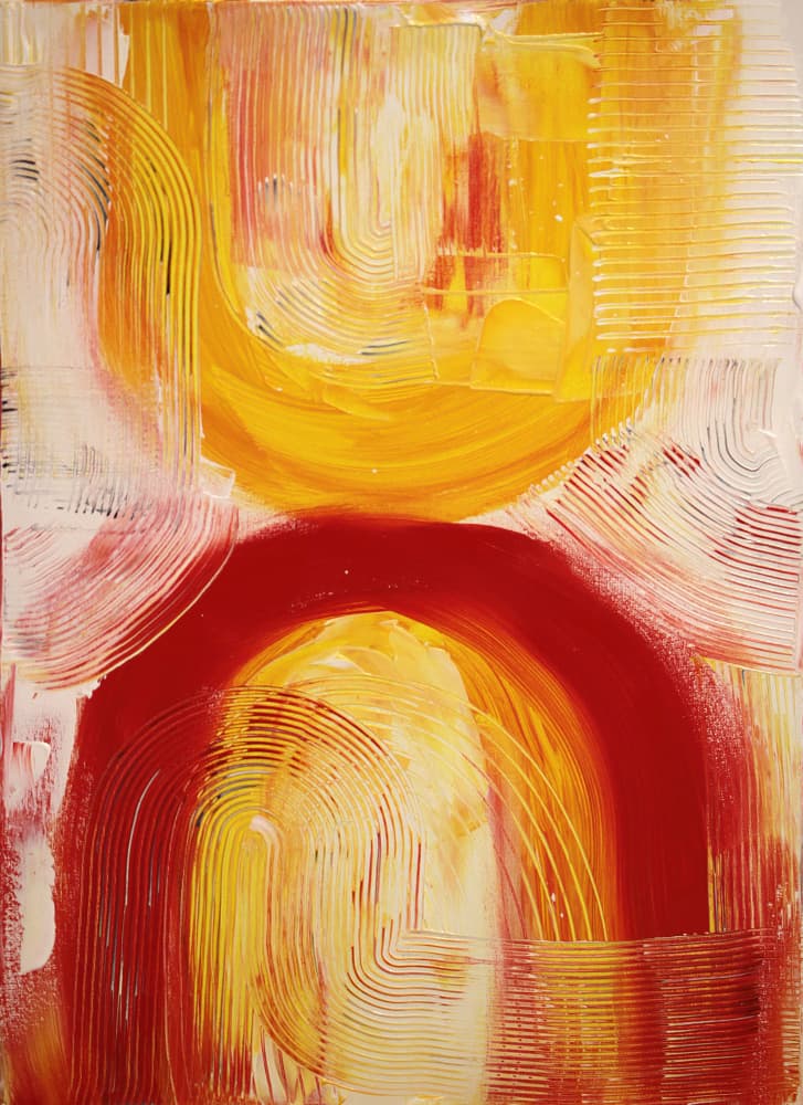 Vibrant Red Yellow Abstract by Rafal Kulik — canvas wall art