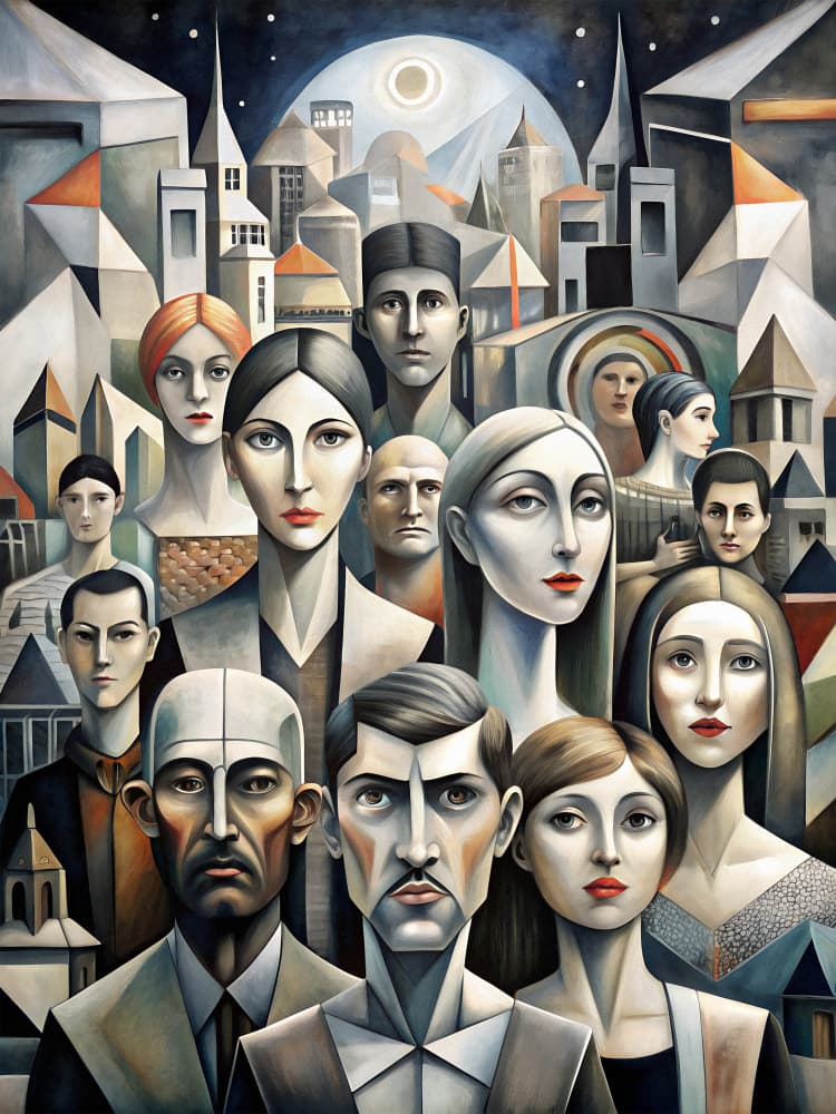 Geometric City Dwellers by Miguel Bruzual — canvas wall art